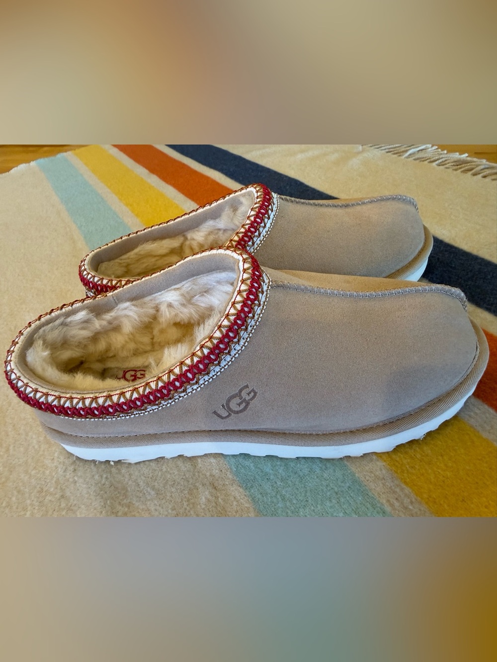 UGG Women's Tasman II Slip-On Slipper - Taupe with Cherry Trim Women’s 11